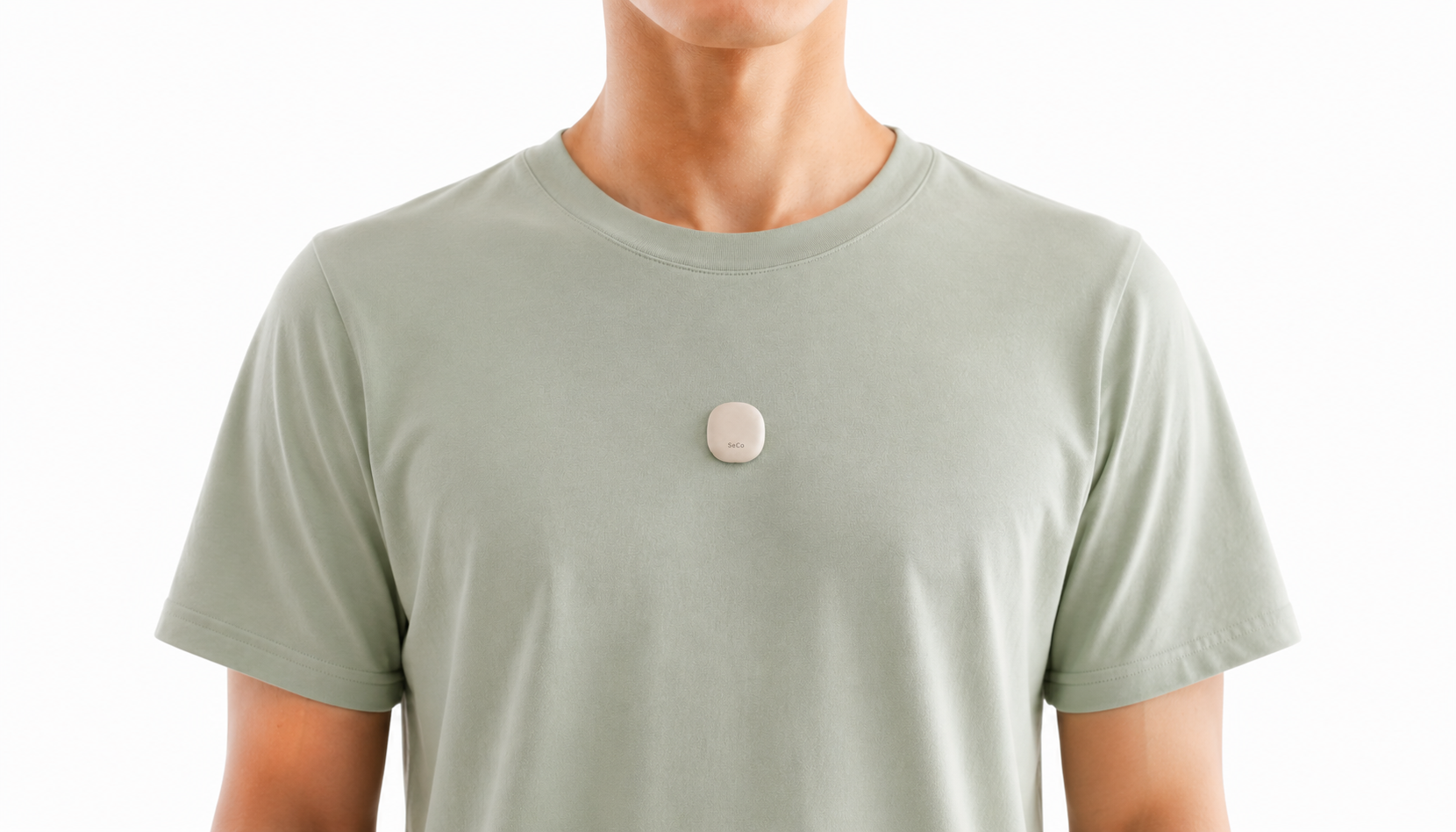 SeCo nervous-system tag, worn on the chest over clothing